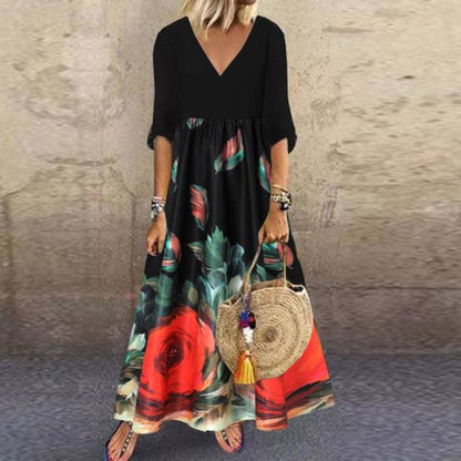 ZANZEA Fashion Summer Maxi Dress Women&#39;s Printed Sundress Casual Short Sleeve Vestidos Female High Waist Robe Femme