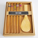 Zakka Family Kitchen Tableware Quality Nanmu Wood Japanese Chopsticks And Spoon Set For Sushi,Gift Box Pack - Shopy Max