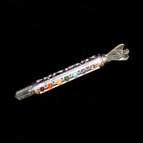 Metal Chakra Wand - Silver & Crystal - Shopy Max