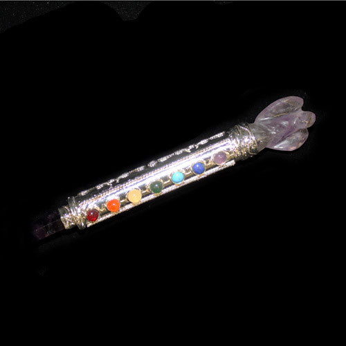Metal Chakra Wand - Silver & Amethyst - Shopy Max