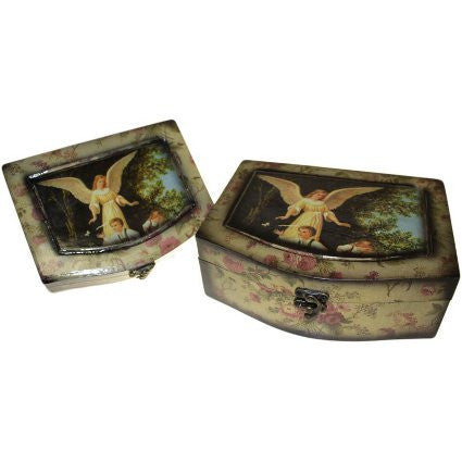 Set of 2 Angel Wooden Boxes - Caring Angel - Shopy Max
