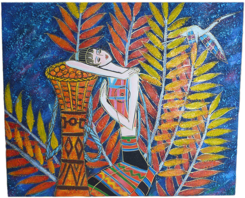 African Girl & Branches - 50cm x 60cm