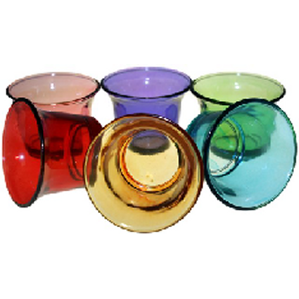 6x Glass Votive Candle Holder - Asst Colours - Shopy Max