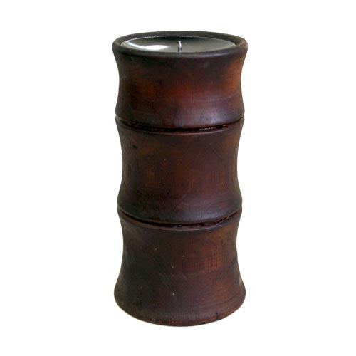 Small Brown Bamboo Candlestick