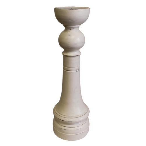 Taller Antique Chunky Whitewash Candlestick