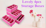 4PCS Storage Boxes For Ties Socks Shorts Bra Underwear Divider Drawer Lidded Closet Home Organizer