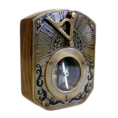 Wooden Base Compass Collectible