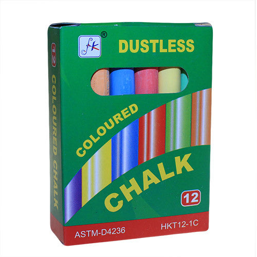 12 Assorted Coloured Dustless Chalks - Shopy Max