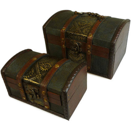 Set of 2 Colonial Boxes - Metal Embossed - Shopy Max