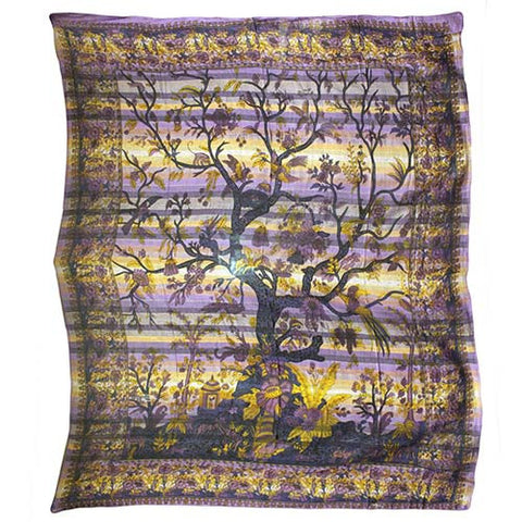 Cadi Cotton Bedspread / Wall Art - Tree of Life - Lavender