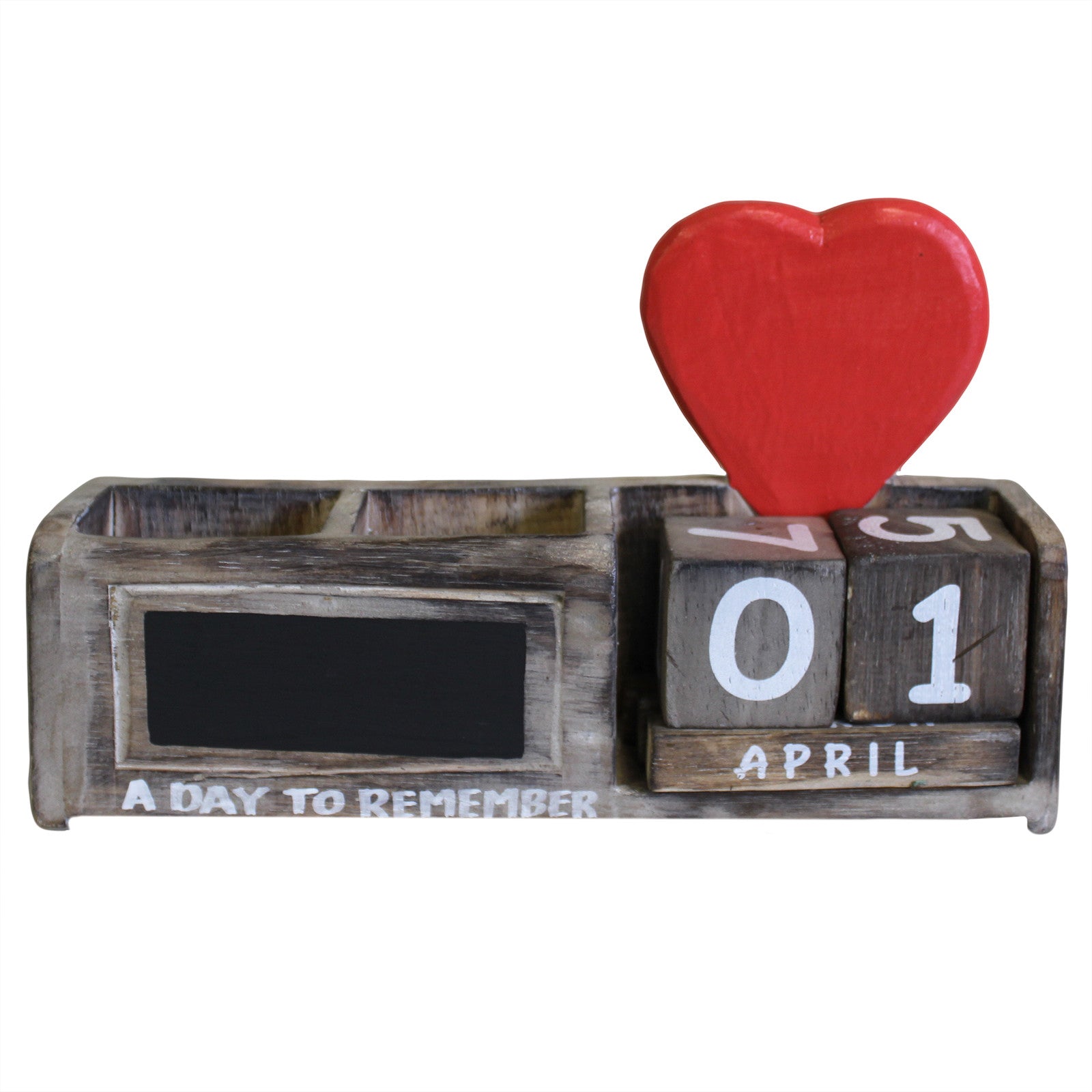 Day to Remember pen holder - Natural & Red Heart - Shopy Max