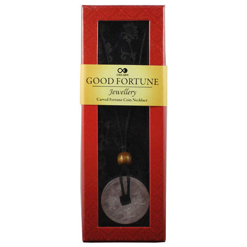 Good Fortune Necklace - Coin - Rose Qtz - Shopy Max