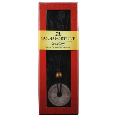 Good Fortune Necklace - Coin - Rose Qtz
