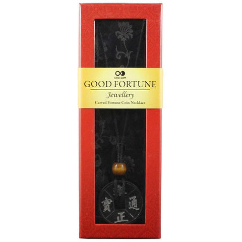 Good Fortune Necklace - Coin - Onyx