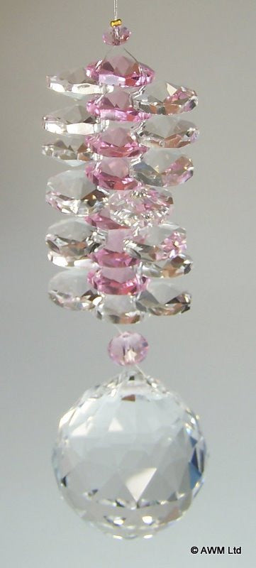 Pink & Clear Cluster With Clear Sphere 10-15mm