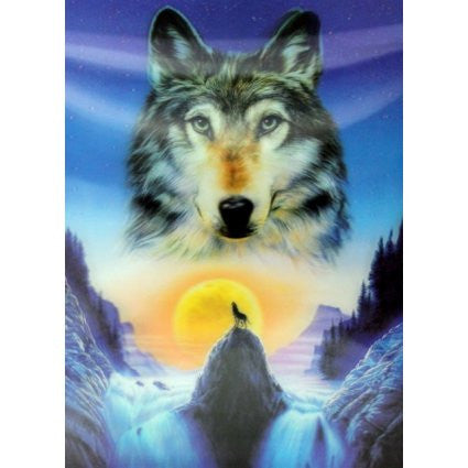 Lrg High Def 3D Pic - Wolf in Mountains