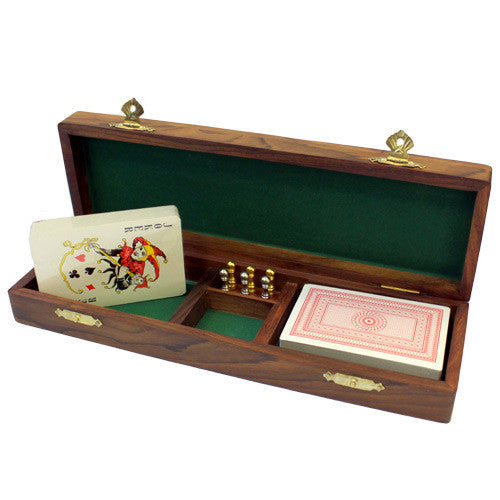 Double Pack Cribbage Box with Brass Pegs - Shopy Max