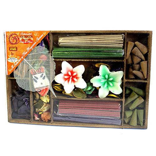 Lrg Box Sticks, Cones, Candles & Holder - Gift Incense Pack