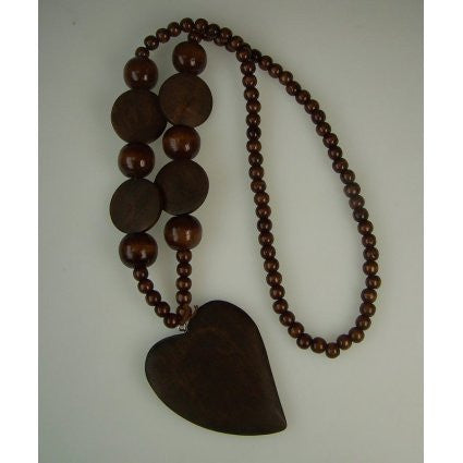 Monkey Wood Heart Pendant - Ebony