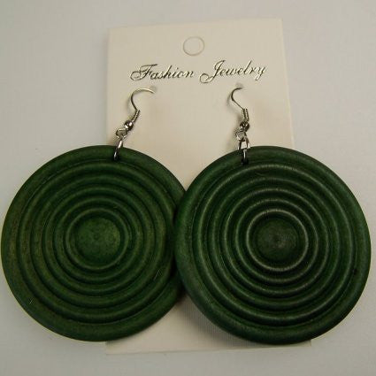 Monkey Wood Earrings - Emerald