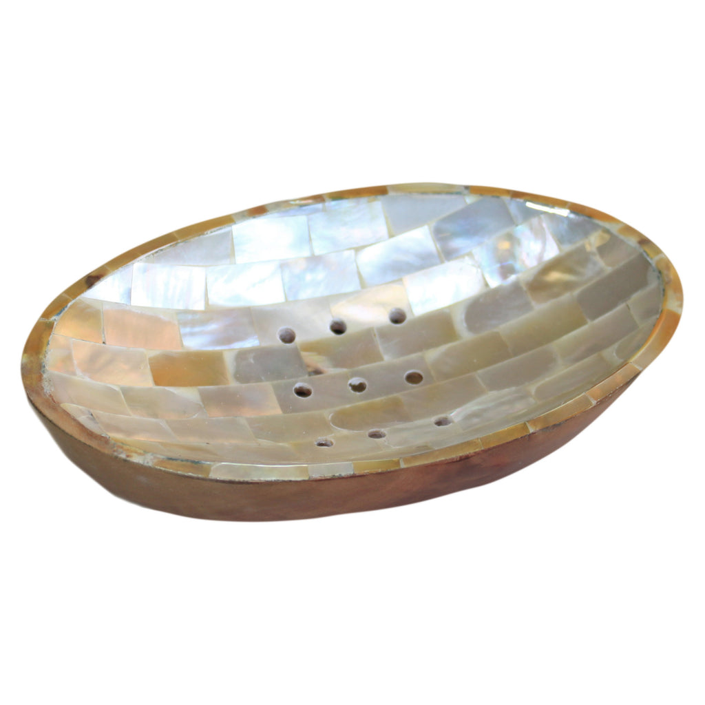 Mahogany & Shell Soap Dish - Oval