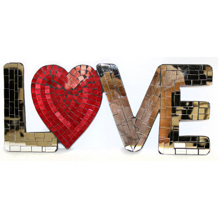 Mosaic Word - Love (heart) mirror