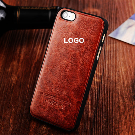 original leather phone case For iphone 5 5S 5G cover senior high-grade Genuine leather + plastic back cover For apple LOGO - Shopy Max