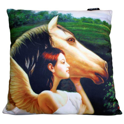 Art Cushion Cover - Angel with Horse - Shopy Max