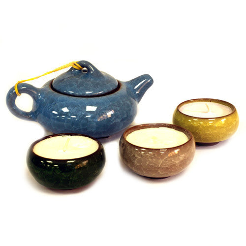 Oriental Tea Pot Set in a gift basket - Asst. Fragrances - Shopy Max