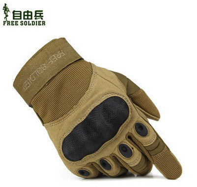 outdoor Super fiber tortoiseshell tactical armor protection shell Riding hiking climbing training full finger gloves - Shopy Max