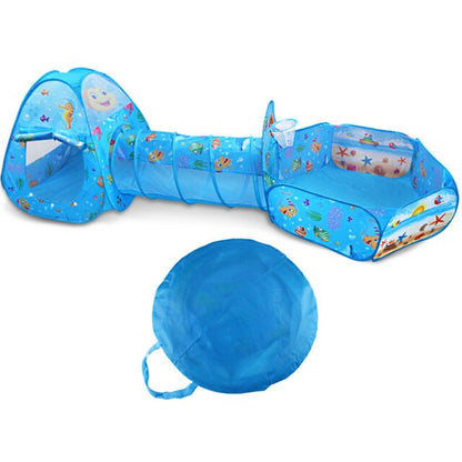 3 in 1 Pop Up Play Tent with Tunnel, Ball Pit for Kids, Boys, Girls, Babies and Toddlers, Indoor/Outdoor Playhouse