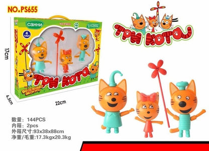 Children's toys Russian cartoon three cats in the Figures new year birthday gifts for Girls Boys Pretend Play with friends