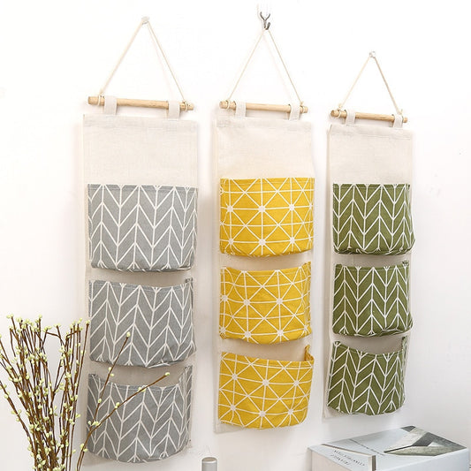 Cute Wall Sundry Cotton Line Hanging Organizer Bag Multi-layer Holder Makeup Rack Jewelry Storage  Basket