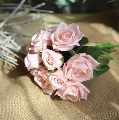 Silk Roses Wedding Bouquet for Bridesmaids Bridal Bouquet White Pink