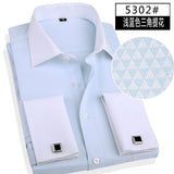 Fashion Men Business Shirts French Cuff Button Men Dress Shirts Cotton Solid - Shopy Max