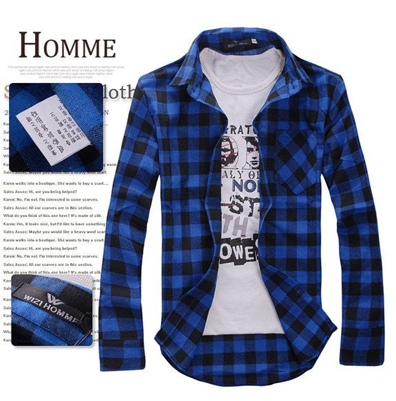 Men Plaid Shirt Camisas 2016 New Arrival Men's Fashion Plaid Long-sleeved Shirt