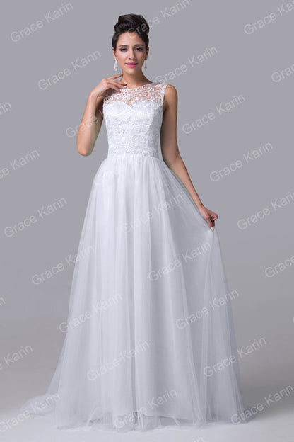 Green Yellow Lace Long Evening Dresses Grace Karin abendkleider 2016 Sleeveless - Shopy Max