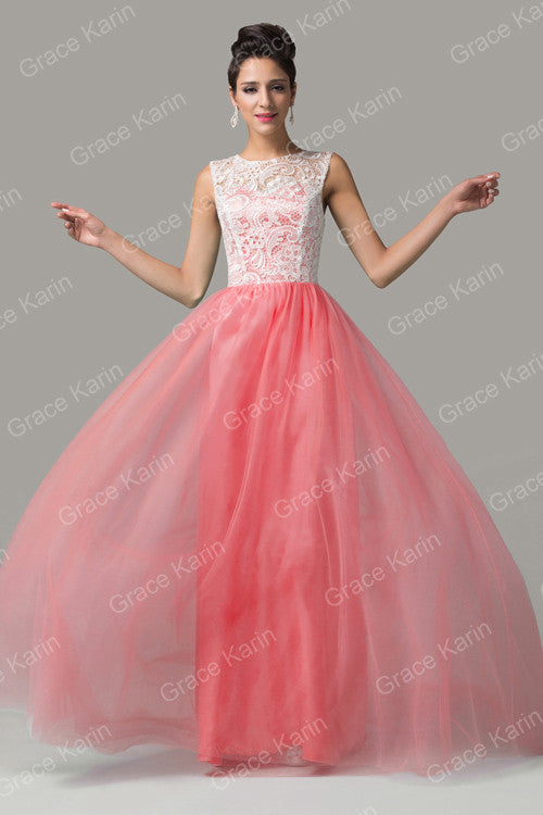 Green Yellow Lace Long Evening Dresses Grace Karin abendkleider 2016 Sleeveless - Shopy Max