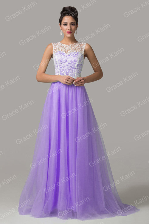 Green Yellow Lace Long Evening Dresses Grace Karin abendkleider 2016 Sleeveless - Shopy Max