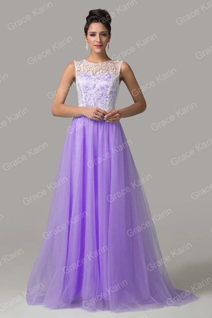 Green Yellow Lace Long Evening Dresses Grace Karin abendkleider 2016 Sleeveless - Shopy Max