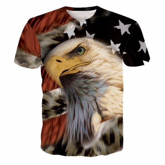 Newest Harajuku Tee Shirt USA America Flag Eagle Prints tshirts Men Women Hipster 3D