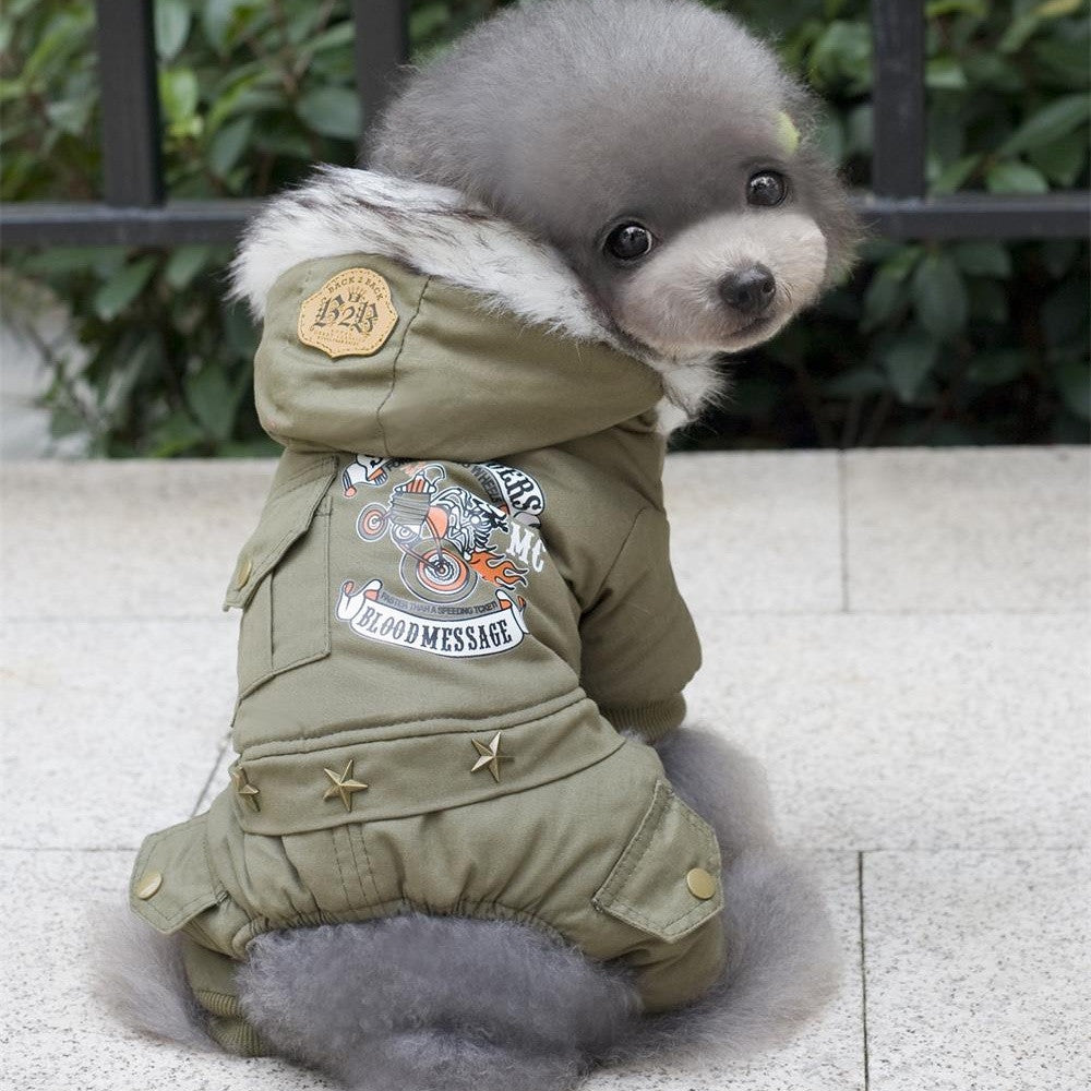 Pet Clothes New Winter Warm Dog Coat Jumpsuit Hoodie Thicken Cotton-Padded - Shopy Max