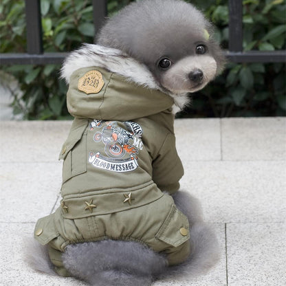 Pet Clothes New Winter Warm Dog Coat Jumpsuit Hoodie Thicken Cotton-Padded - Shopy Max