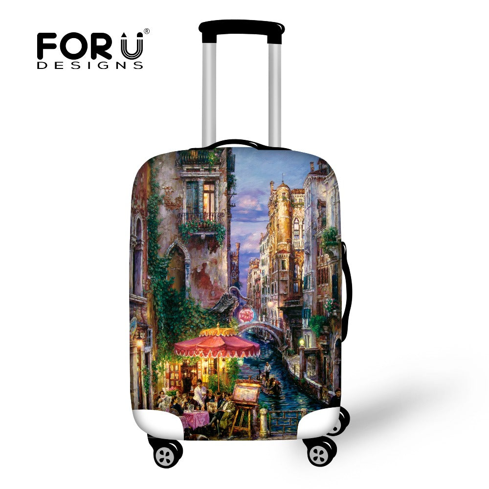 Landscape Painting Case Travel Waterproof Luggage Cover Portable Elastic Stretch Protect Suitcase Cover to 18''-30'' Case Covers