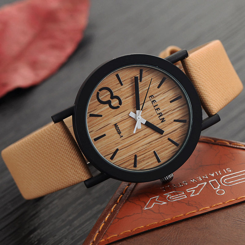 Simulation Wooden Relojes Quartz Men Watches Casual Wooden Color Leather Strap - Shopy Max