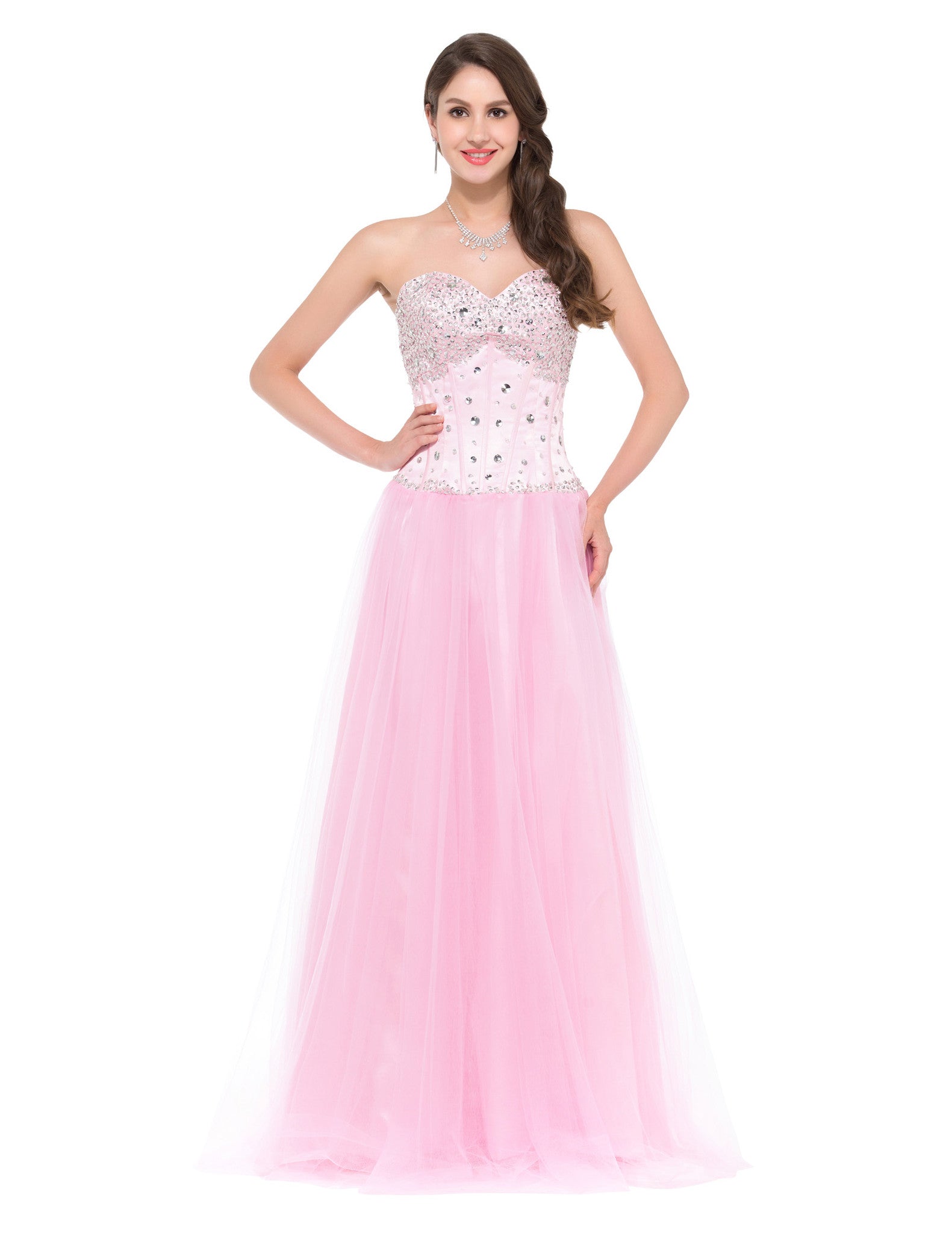 Grace Karin Royal Blue Pink White Long Evening Dress 2016 Luxury Beaded Prom - Shopy Max