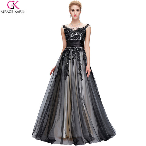 Elegant Long Evening Dress 2016 Grace Karin Beaded Tulle Mother Of The Bride