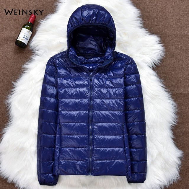 Winter Women Ultralight Thin Down Jacket White Duck Down Hooded Jackets Long Sleeve Warm