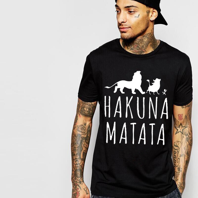Cotton T-Shirts HAKUNA MATATA Men's Big Size T Shirts Short Sleeve Slim Fit Fashion