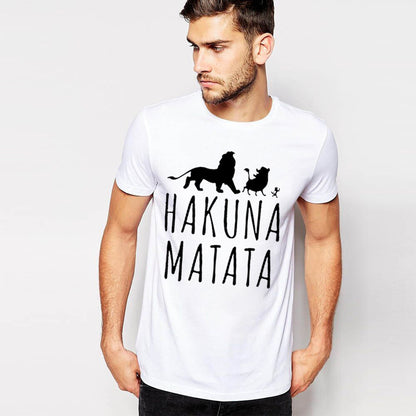 Cotton T-Shirts HAKUNA MATATA Men's Big Size T Shirts Short Sleeve Slim Fit Fashion